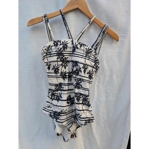 Anthropologie Mermaid Women's Tropical Palm Tree One Piece Swimsuit S/P Coastal - Picture 1 of 6